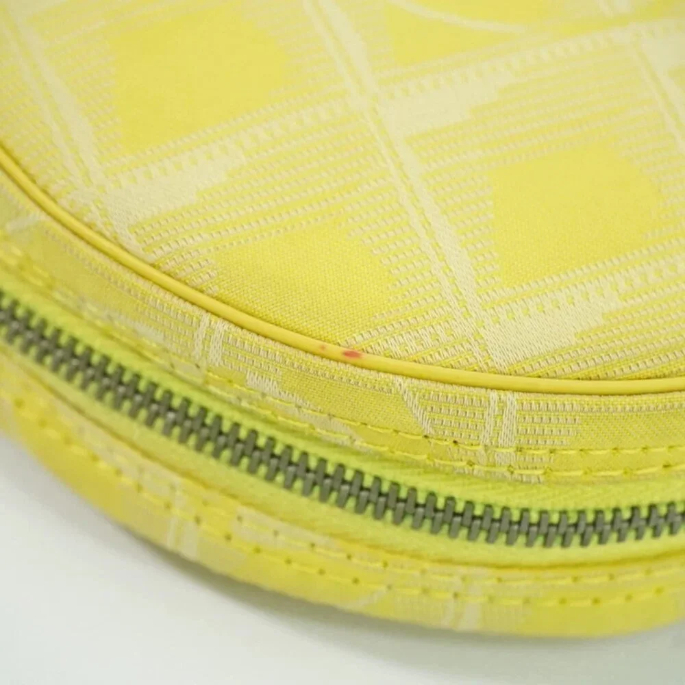 CHANEL New-Travel Canvas Round Mini Pouch Yellow